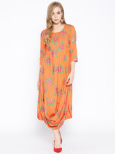 Load image into Gallery viewer, Front Cowl Midi Dress with Rose print