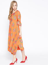 Load image into Gallery viewer, Front Cowl Midi Dress with Rose print