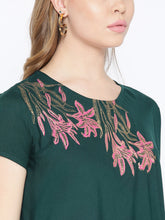 Load image into Gallery viewer, One side cowl asymettric dress with side floral print
