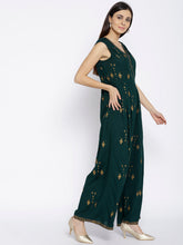 Load image into Gallery viewer, Flared jumpsuit with gold block print