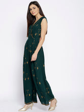 Load image into Gallery viewer, Flared jumpsuit with gold block print