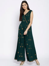 Load image into Gallery viewer, Flared jumpsuit with gold block print