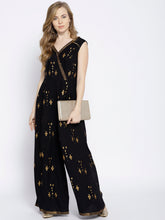 Load image into Gallery viewer, Flared jumpsuit with gold block print