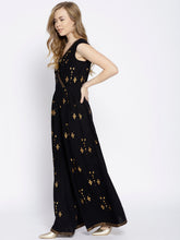 Load image into Gallery viewer, Flared jumpsuit with gold block print