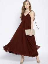 Load image into Gallery viewer, Shoulder tie flare maxi dress