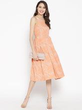 Load image into Gallery viewer, Square neck pleated midi dress