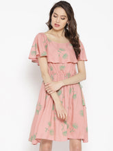 Cargar imagen en el visor de la galería, Boat neck Flare yoke with side tie up mini dress
