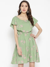 Load image into Gallery viewer, Boat neck Flare yoke with side tie up mini dress