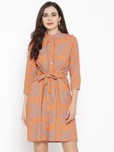Load image into Gallery viewer, Front knot Shirt Dress