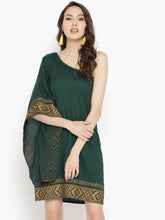 Cargar imagen en el visor de la galería, One shoulder Gold print mini dress