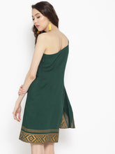 Cargar imagen en el visor de la galería, One shoulder Gold print mini dress