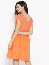 Load image into Gallery viewer, Cap sleeve with printed yoke skater dress