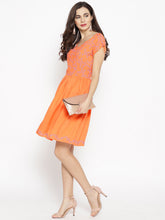 Load image into Gallery viewer, Cap sleeve with printed yoke skater dress