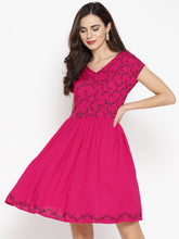 Cargar imagen en el visor de la galería, Cap sleeve with printed yoke skater dress