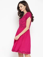 Cargar imagen en el visor de la galería, Cap sleeve with printed yoke skater dress