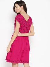 Cargar imagen en el visor de la galería, Cap sleeve with printed yoke skater dress