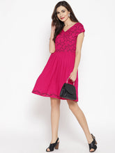 Cargar imagen en el visor de la galería, Cap sleeve with printed yoke skater dress