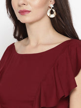 Load image into Gallery viewer, Frill sleeve deep back skater dress