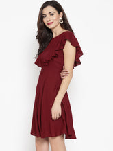 Load image into Gallery viewer, Frill sleeve deep back skater dress