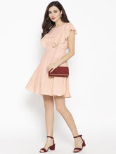 Load image into Gallery viewer, Frill sleeve deep back skater dress
