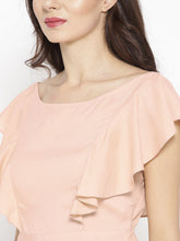Load image into Gallery viewer, Frill sleeve deep back skater dress