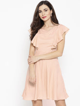 Load image into Gallery viewer, Frill sleeve deep back skater dress