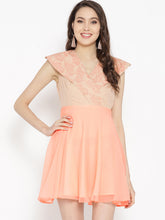 Cargar imagen en el visor de la galería, Broad collar with block print Skater Dress
