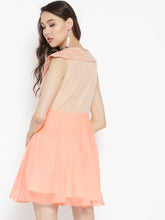 Cargar imagen en el visor de la galería, Broad collar with block print Skater Dress
