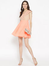 Cargar imagen en el visor de la galería, Broad collar with block print Skater Dress