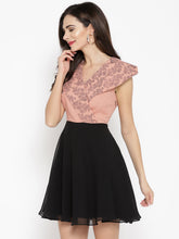 Load image into Gallery viewer, Broad collar with block print Skater Dress