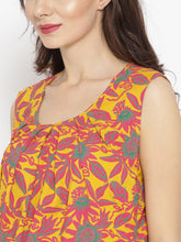 Load image into Gallery viewer, Pleated neck mini Shift Dress with print