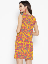Load image into Gallery viewer, Pleated neck mini Shift Dress with print