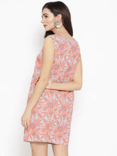 Load image into Gallery viewer, Pleated neck mini Shift Dress with print