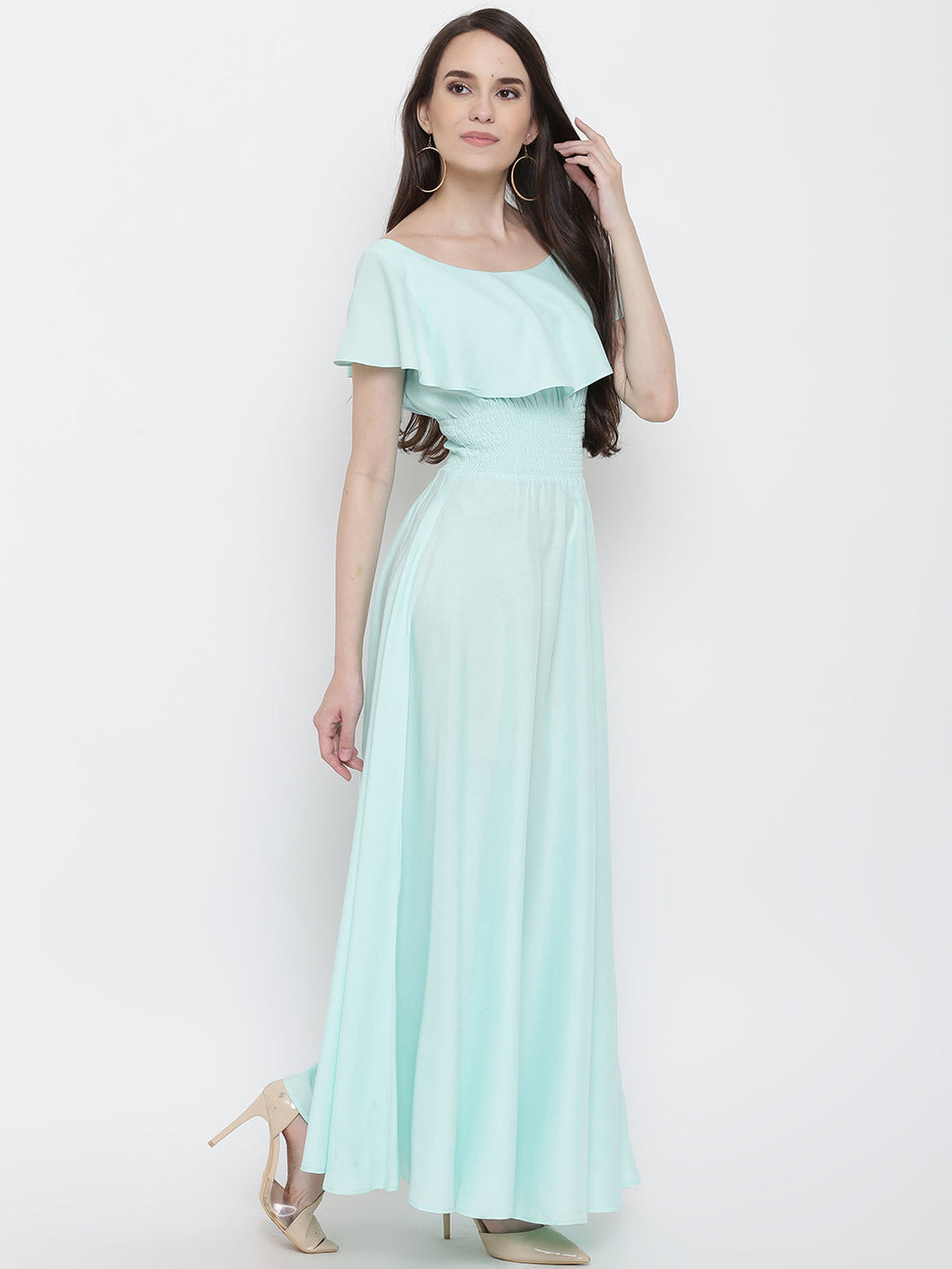 Smocking on waist maxi dress