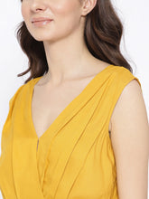 Load image into Gallery viewer, Pleated overlap deep neck mini dress