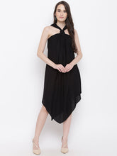 Load image into Gallery viewer, Draped ring neck flare dress
