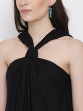 Load image into Gallery viewer, Draped ring neck flare dress