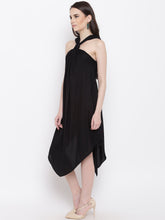 Load image into Gallery viewer, Draped ring neck flare dress
