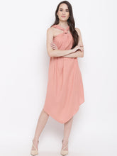 Load image into Gallery viewer, Draped ring neck flare dress