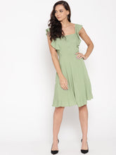 Load image into Gallery viewer, Frill sleeve front button skater dress