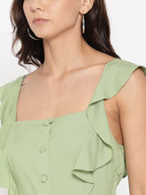 Load image into Gallery viewer, Frill sleeve front button skater dress