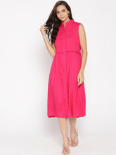 Load image into Gallery viewer, Front placket two layer midi dress