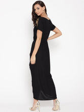Cargar imagen en el visor de la galería, Gold Block Print Front Pleated side cowl dress
