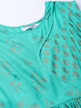 Load image into Gallery viewer, Printed Midi Dress with asymmetric overlap neck