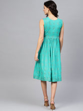 Load image into Gallery viewer, Printed Midi Dress with asymmetric overlap neck