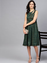 Load image into Gallery viewer, Printed Midi Dress with asymmetric overlap neck