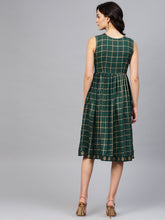 Load image into Gallery viewer, Printed Midi Dress with asymmetric overlap neck
