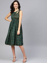 Load image into Gallery viewer, Printed Midi Dress with asymmetric overlap neck
