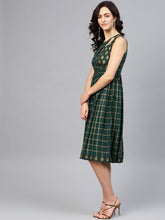 Load image into Gallery viewer, Printed Midi Dress with asymmetric overlap neck