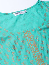 Load image into Gallery viewer, Bell sleeve printed long dress with front drape